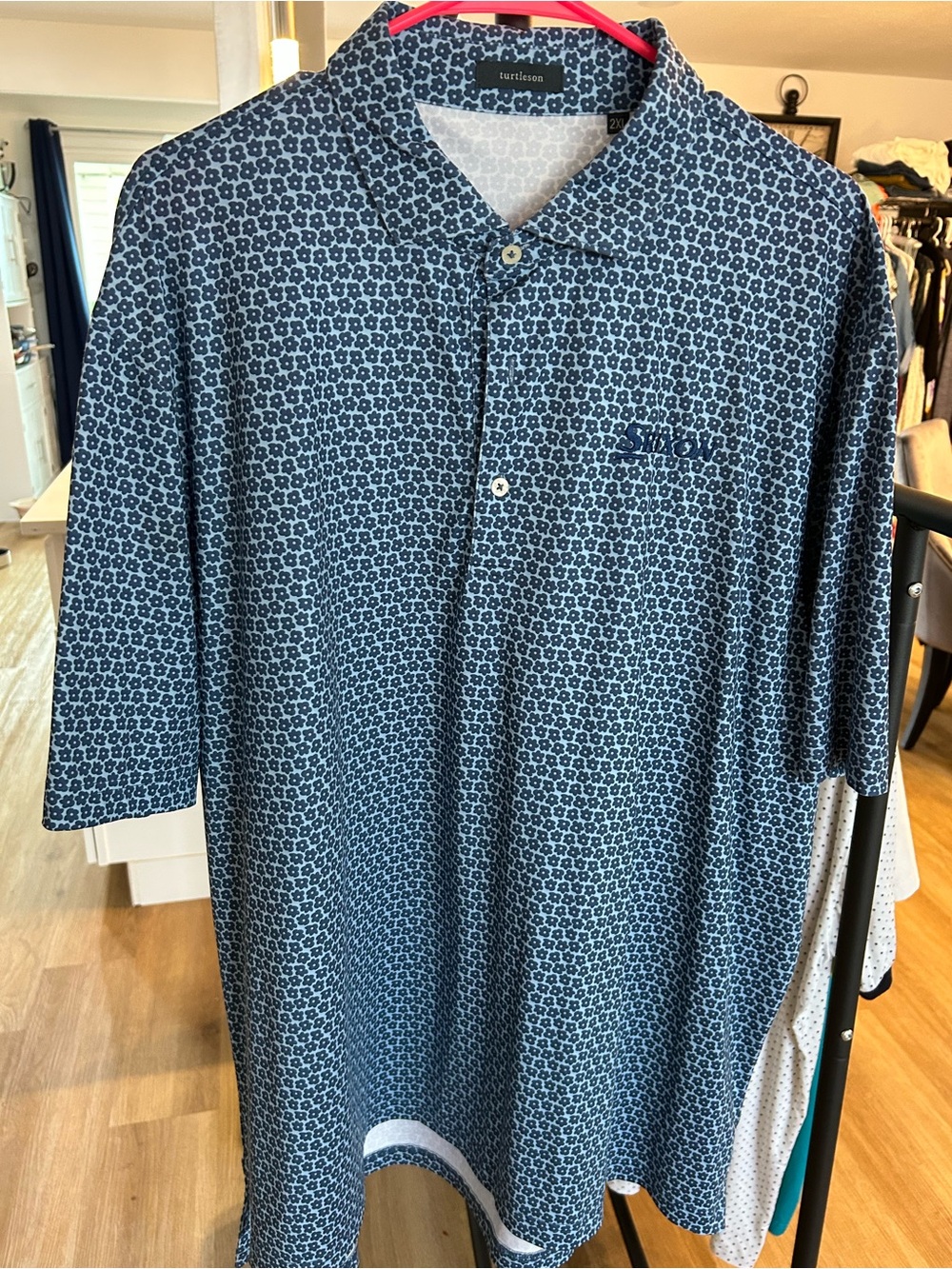 Turtle Bay Navy Geometric Polo Shirt